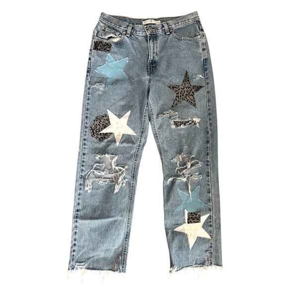 Tommy Hilfiger Patchwork Star Distressed Jeans | Size 8 | Vintage Y2K Deni - Picture 1 of 9
